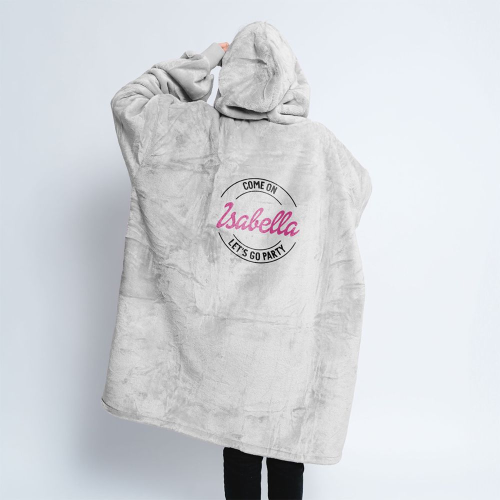 Gepersonaliseerde Hoodie Deken Let's Go Party
