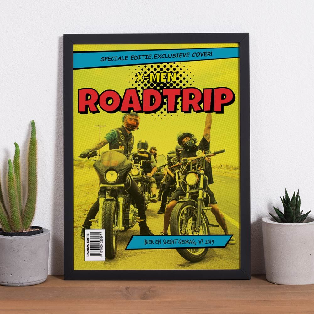 Personaliseerbare poster met tekst en foto in comic stijl