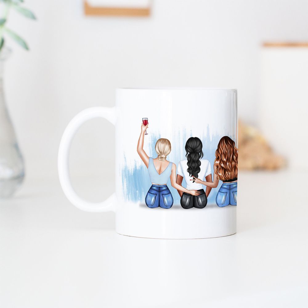 Gepersonaliseerde mokken - illustratie vriendinnen met tekst
