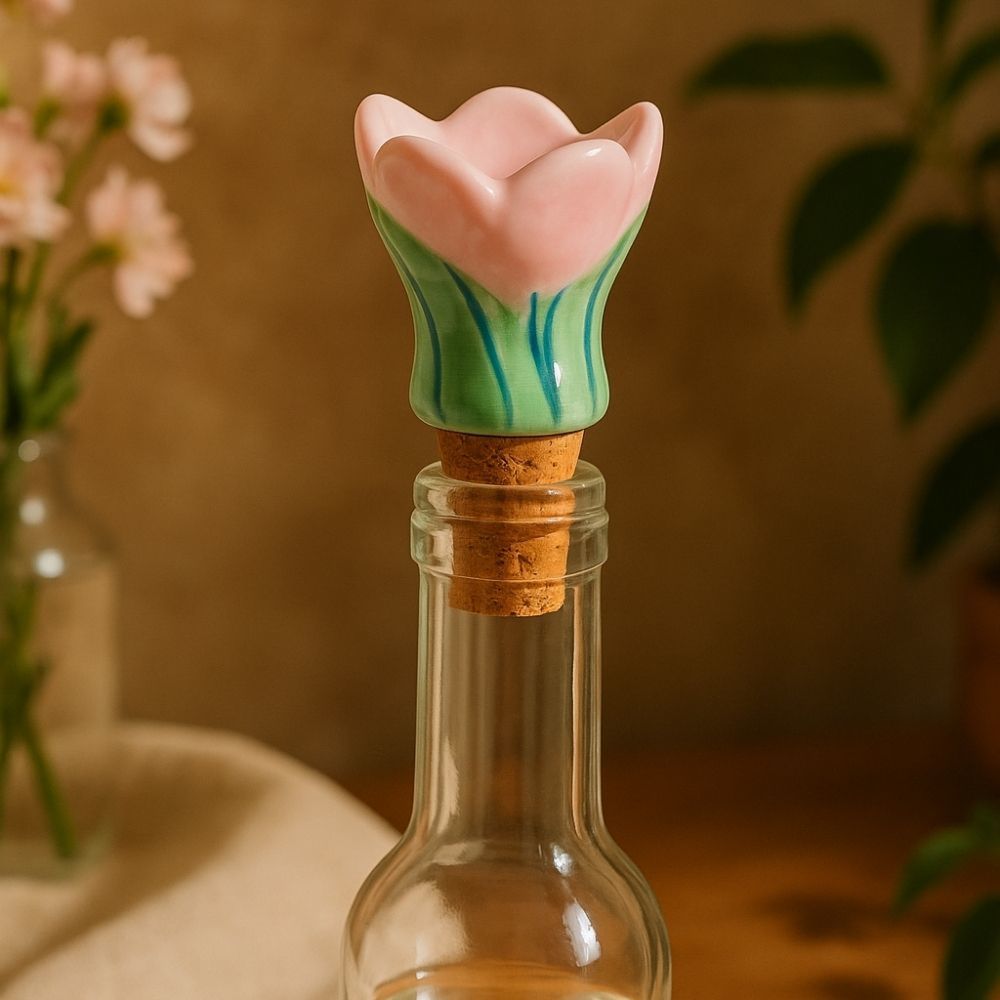 Kurken met keramische bloem