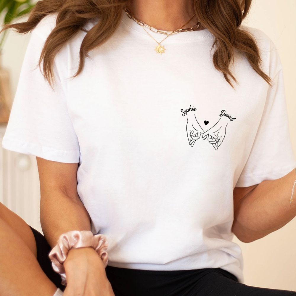 Gepersonaliseerd t-shirt met hand symbool en tekst