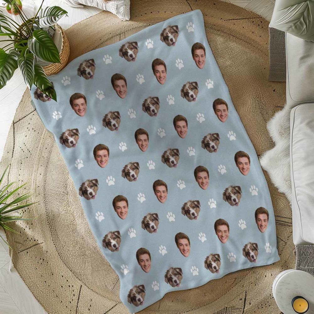 Gepersonaliseerd deken met huisdier en gezicht
