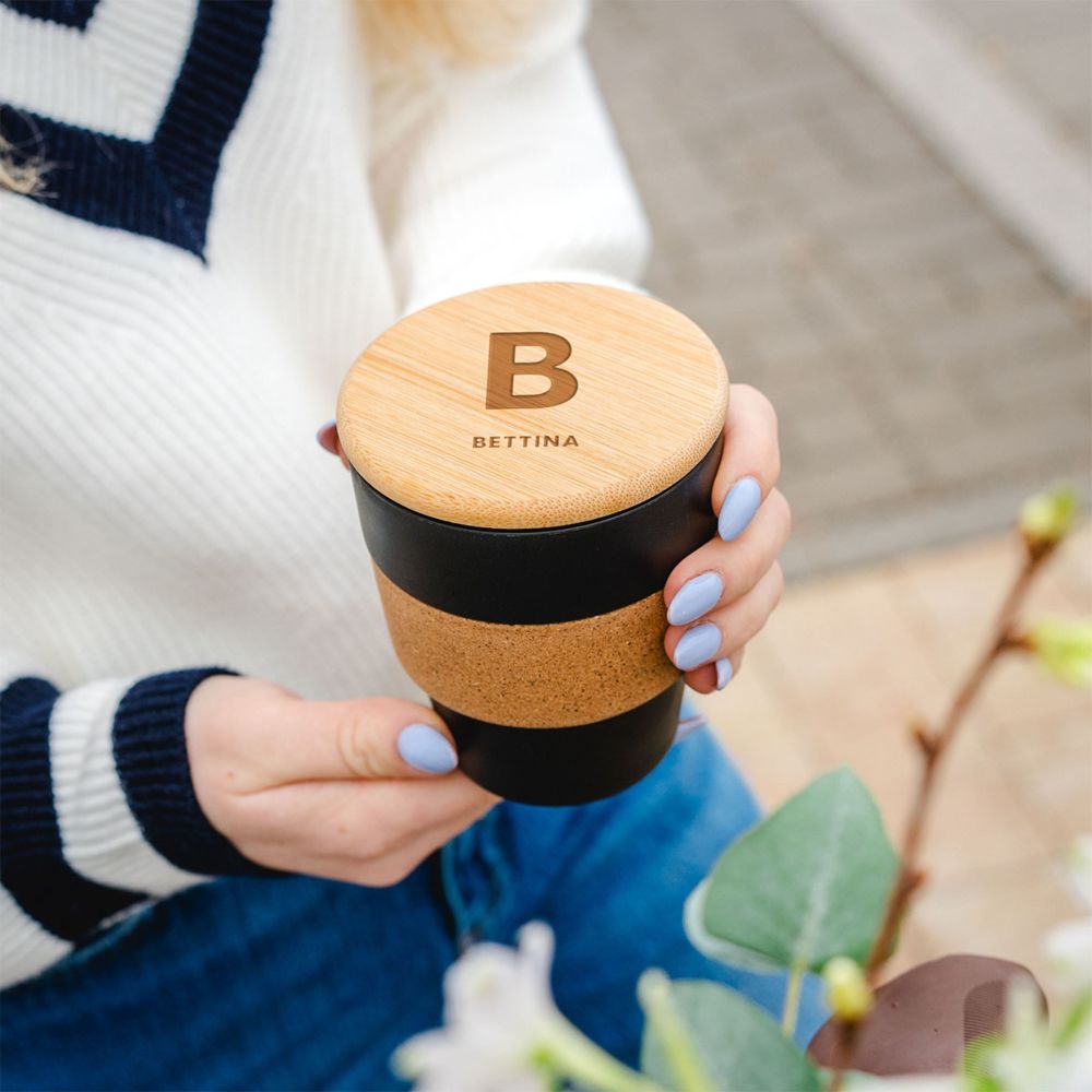 Gepersonaliseerde koffie beker met monogram