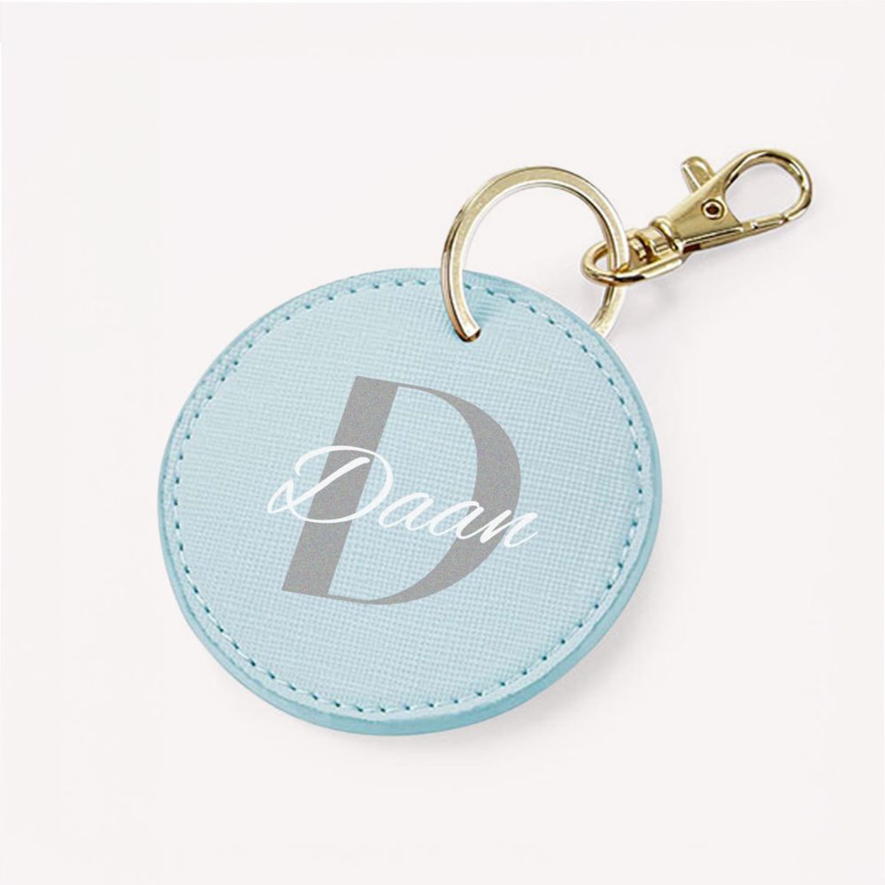 Gepersonaliseerde sleutelhanger rond met monogram