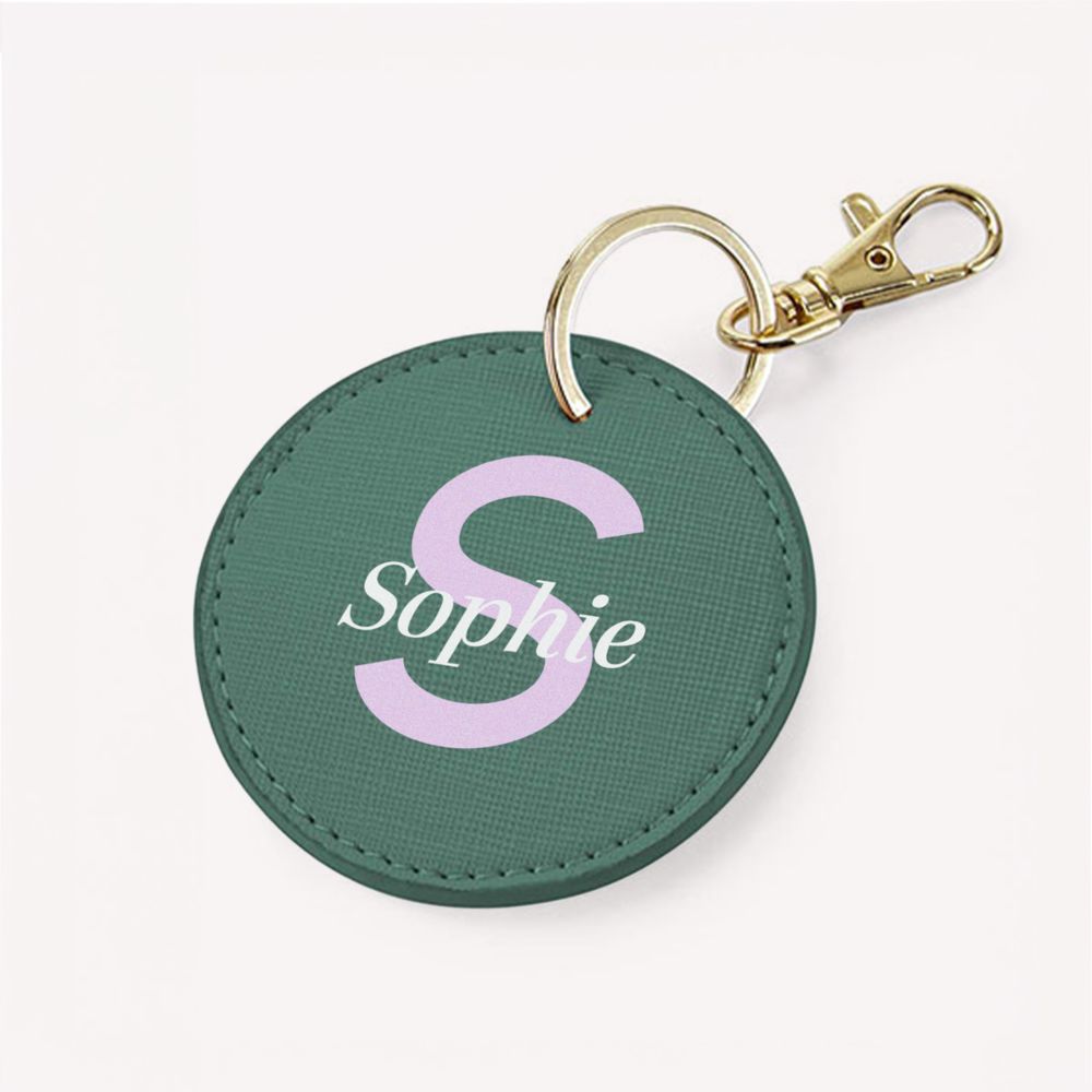Gepersonaliseerde sleutelhanger rond met monogram
