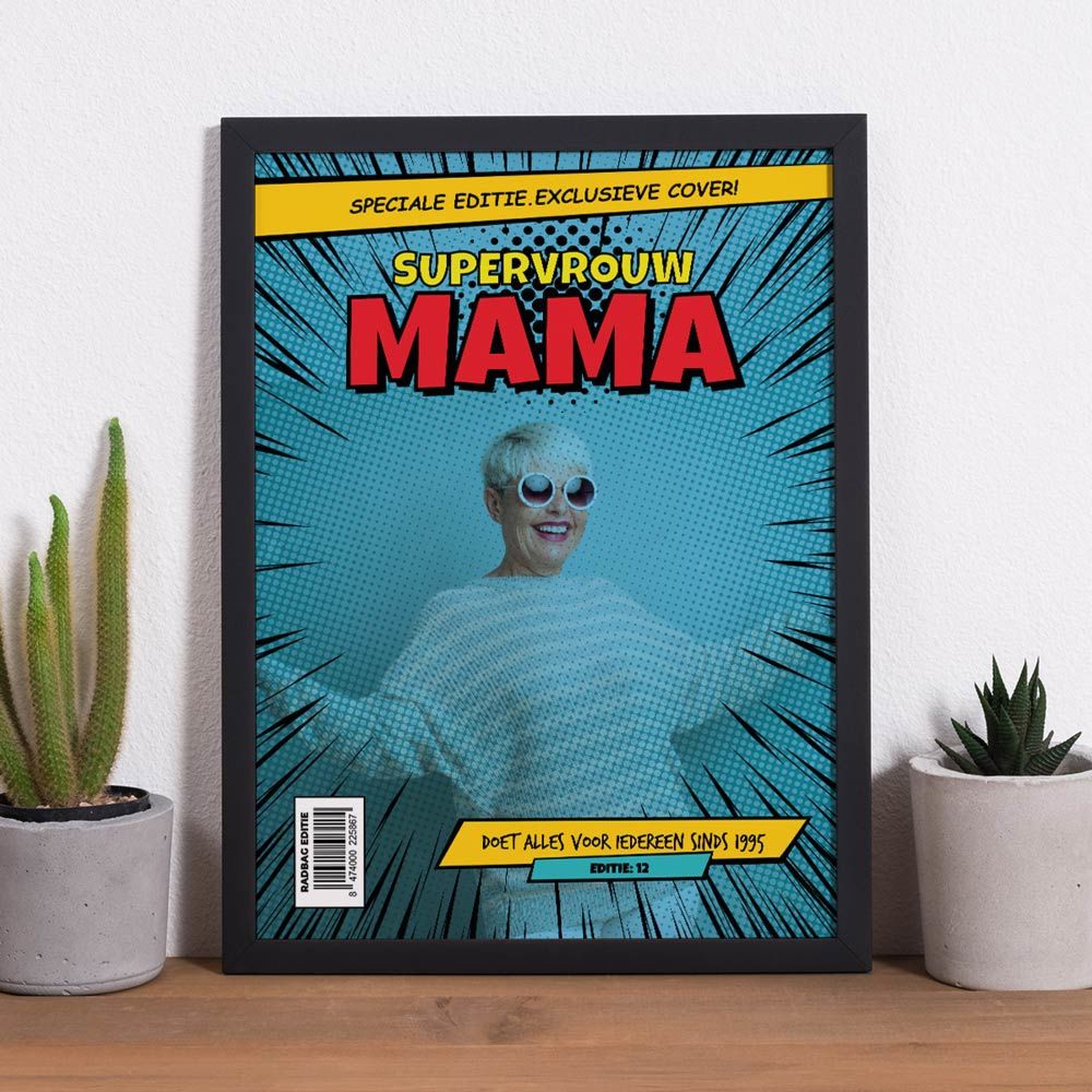 Personaliseerbare poster met tekst en foto in comic stijl