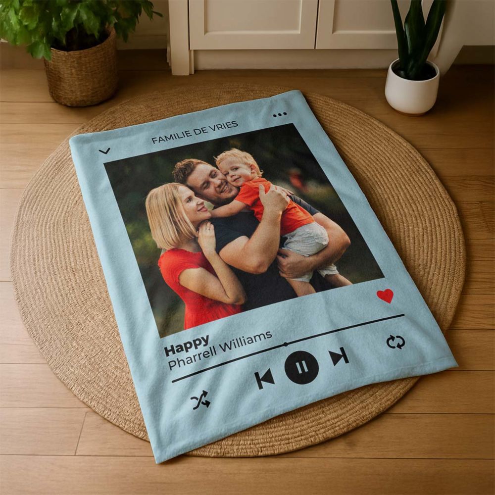 Gepersonaliseerd deken met foto en liedje