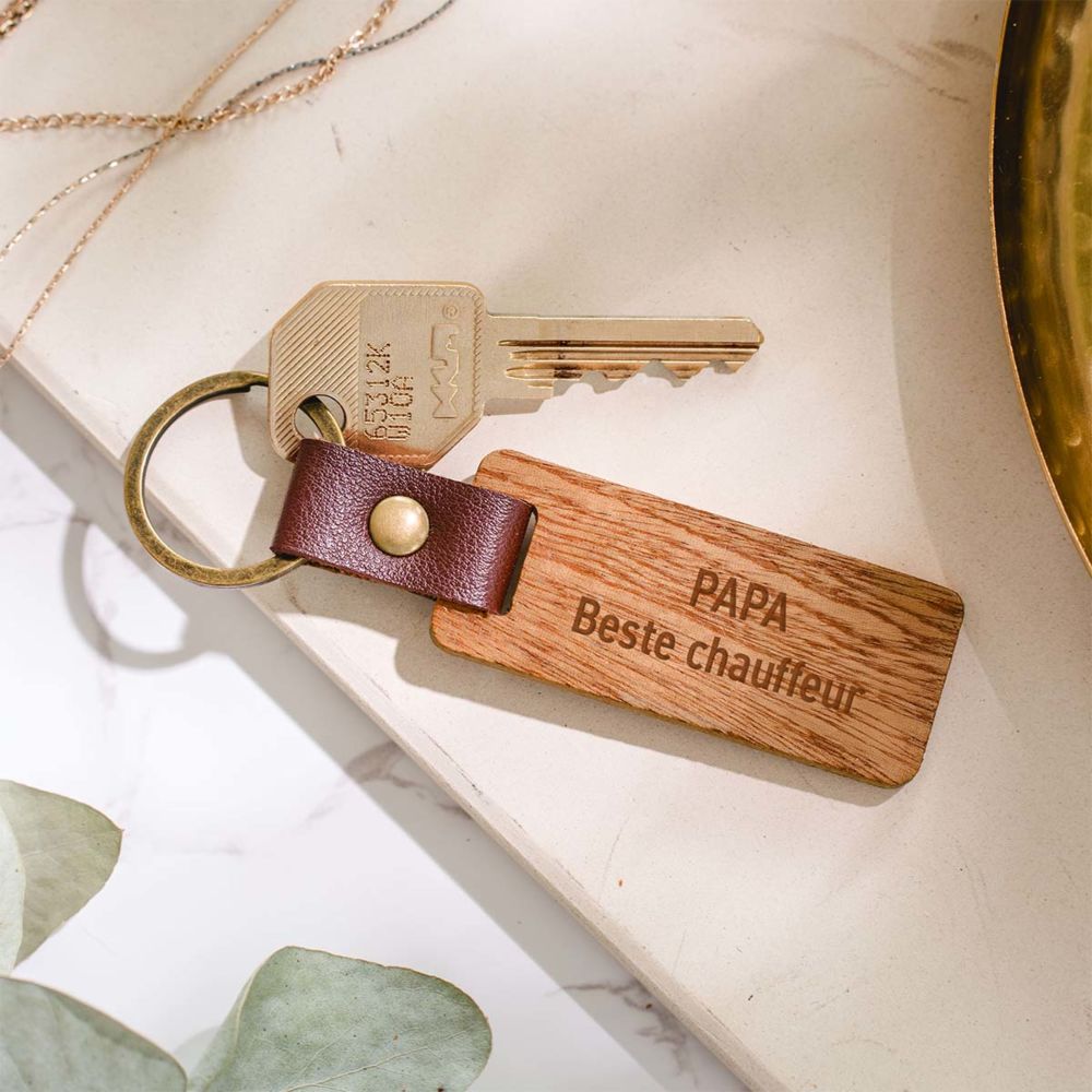 Gepersonaliseerde Houten Sleutelhanger met Tekst