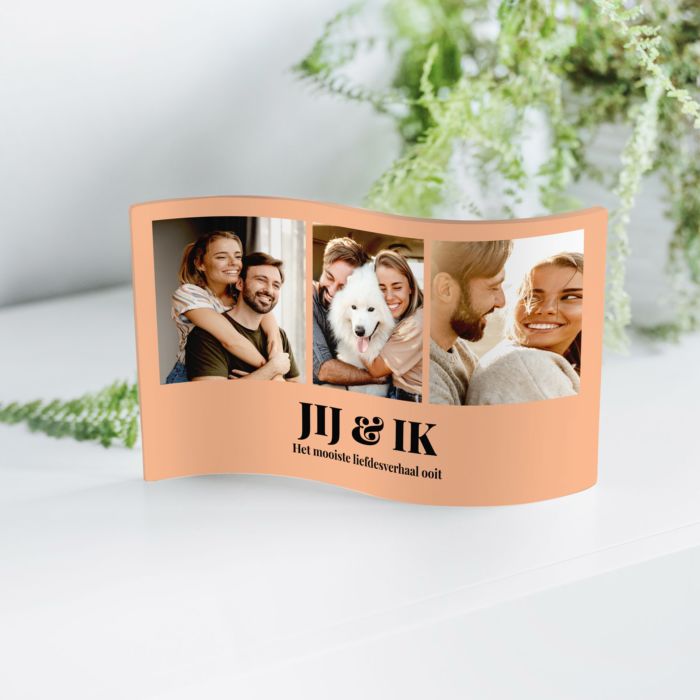 Fotoframe Plexiglas Golvend met 3 Foto's en Tekst