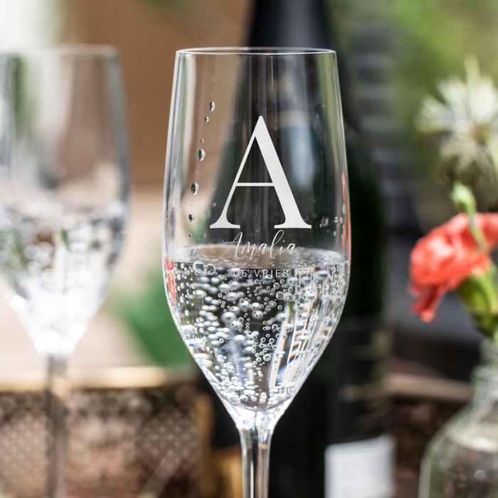 Champagne Glas Gepersonaliseerd met Monogram