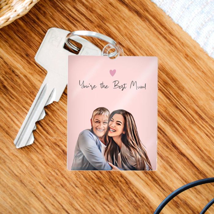 Gepersonaliseerde acryl sleutelhanger als comic