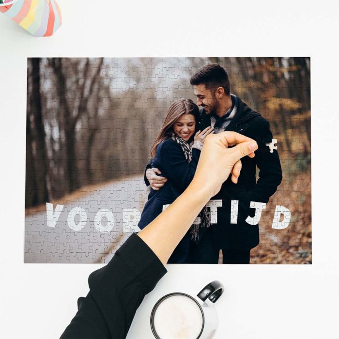 Gepersonaliseerde puzzel met foto en sierlijke tekst