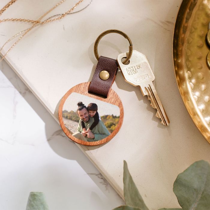 Gepersonaliseerde houten sleutelhanger met foto