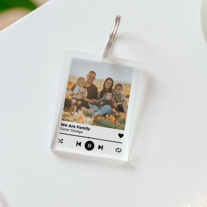 Gepersonaliseerde Acryl Sleutelhanger met Foto en Songtitel