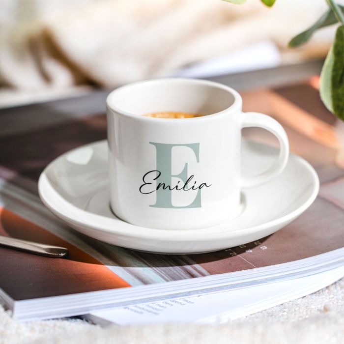 Gepersonaliseerde espresso mok set van 2 met monogram