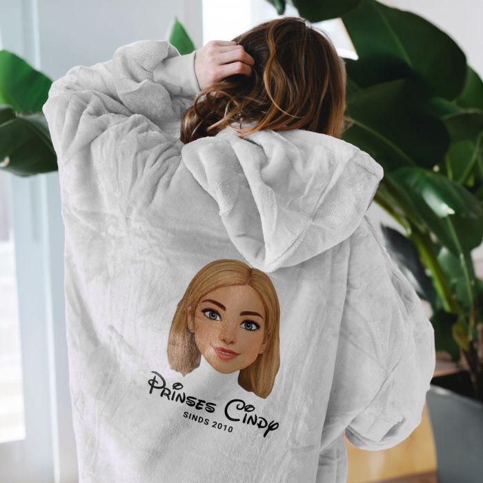 Gepersonaliseerde Hoodie Deken Cartoon Yourself