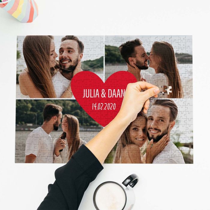 Gepersonaliseerde puzzel met 4 foto’s en tekst