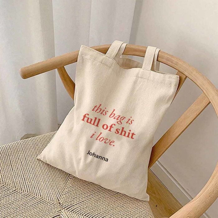 Gepersonaliseerde tote bag met tekst