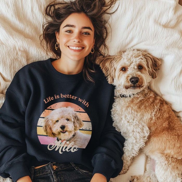 Gepersonaliseerde retro trui met huisdier