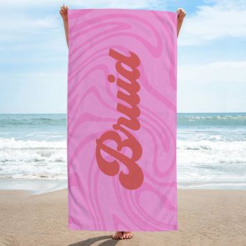 Gepersonaliseerde handdoek met groovy achtergrond en tekst